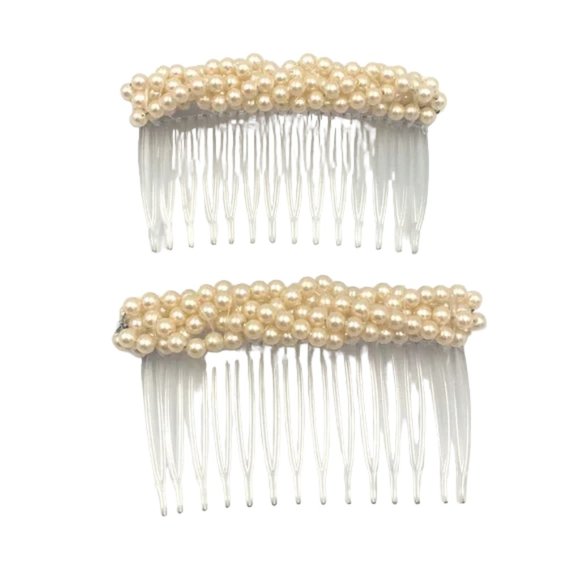 Faux Pearl Hair Comb Pin Clips Set - Picture 3 of 4